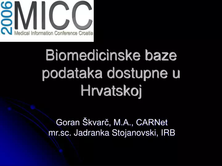 biomedicinske baze podataka dostupne u hrvatskoj