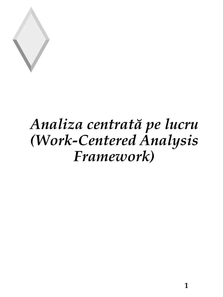 analiza centrat pe lucru work centered analysis framework