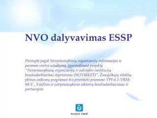 nvo dalyvavimas essp