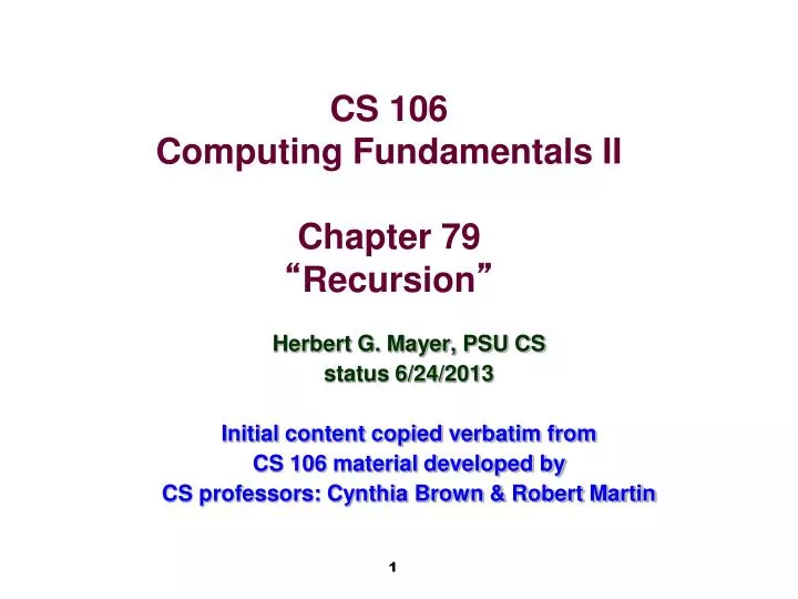 cs 106 computing fundamentals ii chapter 79 recursion