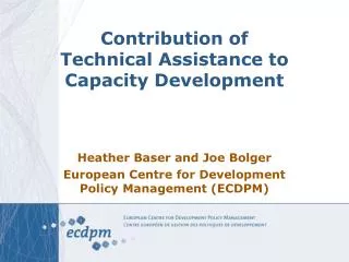 Contribution of Technical Assistance to Capacity Development