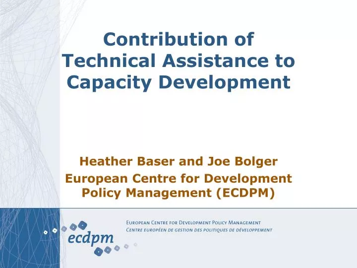 contribution of technical assistance to capacity development