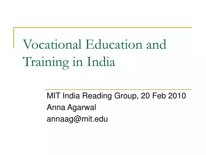 vocational education and training in india