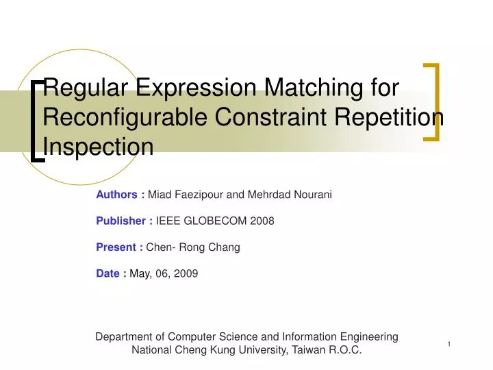 regular expression matching for reconfigurable constraint repetition inspection