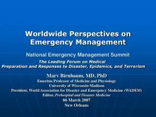 National Emergency Management Summit