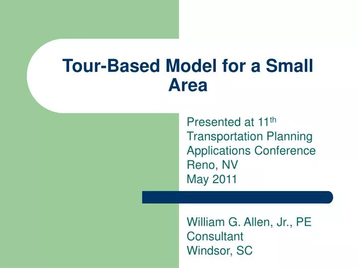 tour based model for a small area