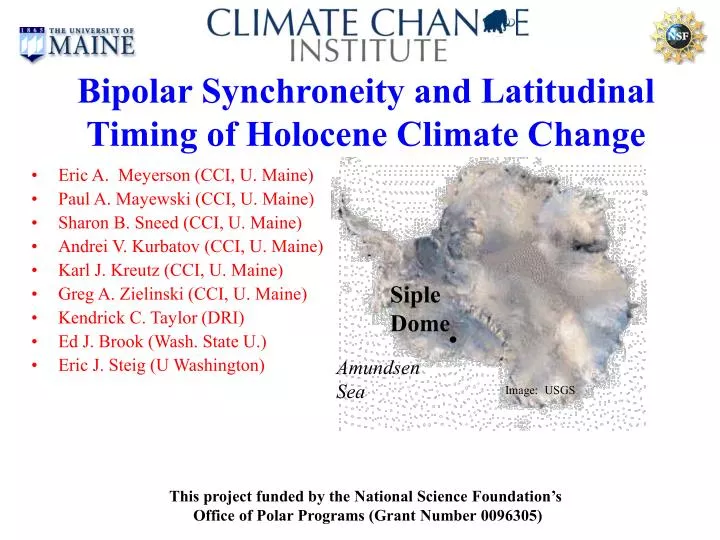 bipolar synchroneity and latitudinal timing of holocene climate change