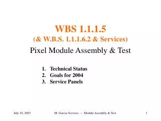 WBS 1.1.1.5 (&amp; W.B.S. 1.1.1.6.2 &amp; Services)