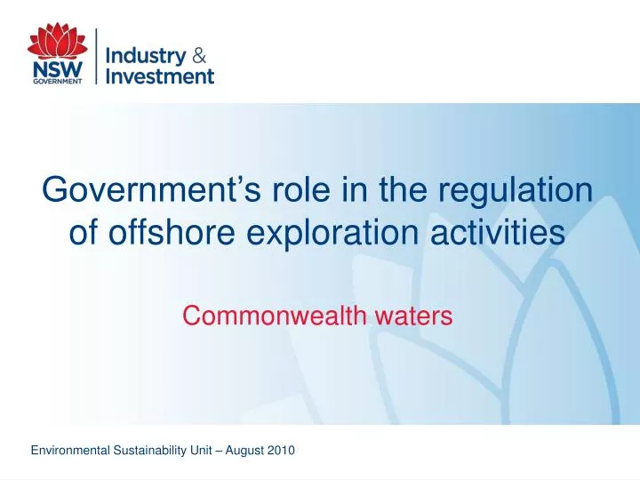government s role in the regulation of offshore exploration activities