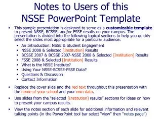 Notes to Users of this NSSE PowerPoint Template