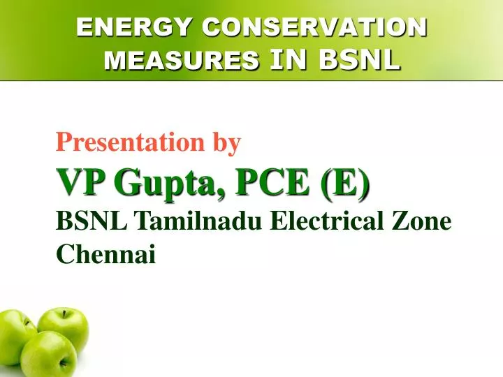 energy conservation measures in bsnl