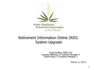 Retirement Information Online (RIO) System Upgrade