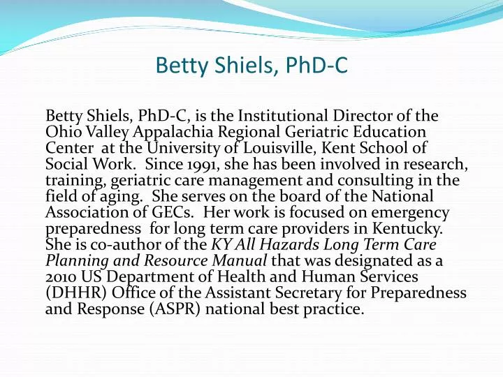 betty shiels phd c