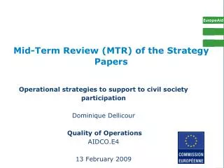 Mid-Term Review (MTR) of the Strategy Papers
