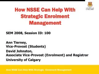 How NSSE Can Help With Strategic Enrolment Management