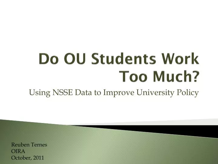 do ou students work too much