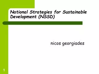 National Strategies for Sustainable Development (NSSD)