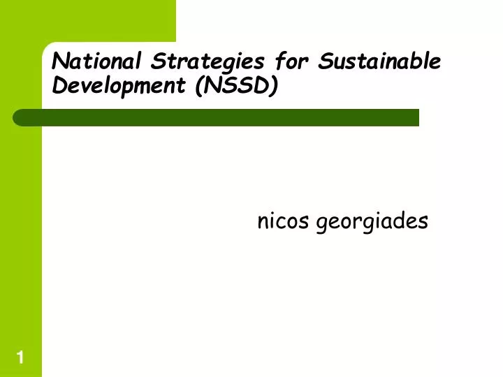 national strategies for sustainable development nssd
