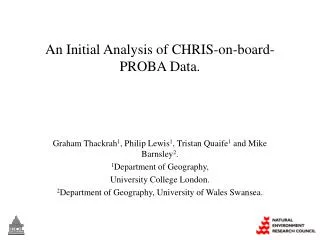 An Initial Analysis of CHRIS-on-board-PROBA Data.