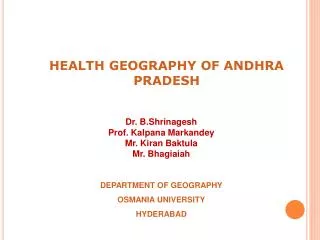 HEALTH GEOGRAPHY OF ANDHRA PRADESH