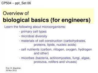 Overview of biological basics (for engineers)