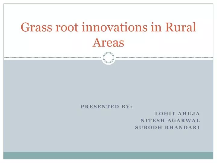 grass root innovations in rural areas