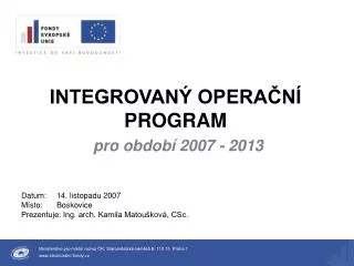 integrovan opera n program pro obdob 2007 2013