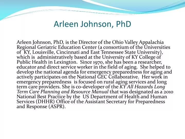 arleen johnson phd