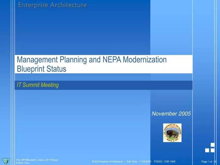 management planning and nepa modernization blueprint status