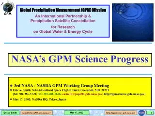 3rd NASA - NASDA GPM Working Group Meeting