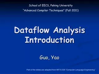Dataflow Analysis Introduction