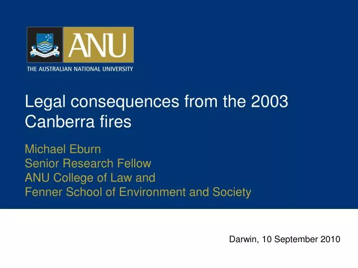 legal consequences from the 2003 canberra fires