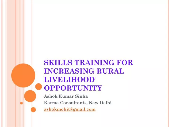 skills training for increasing rural livelihood opportunity