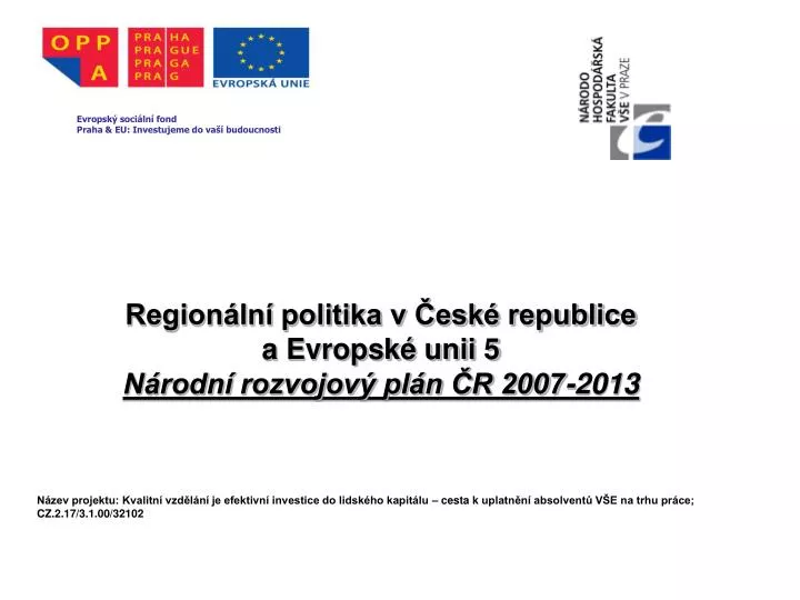 region ln politika v esk republice a evropsk unii 5 n rodn rozvojov pl n r 2007 2013