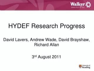 HYDEF Research Progress