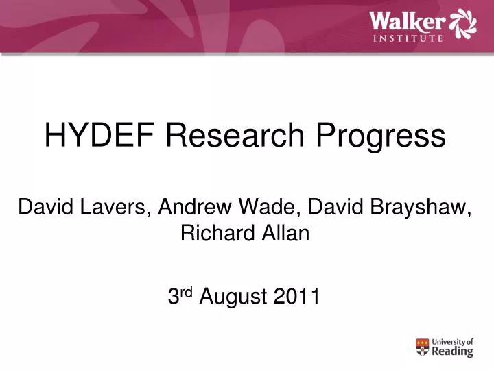 hydef research progress