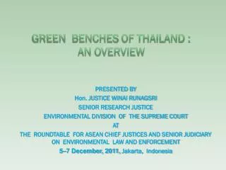 Green benches of Thailand : An overview