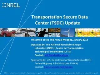 Transportation Secure Data Center (TSDC) Update