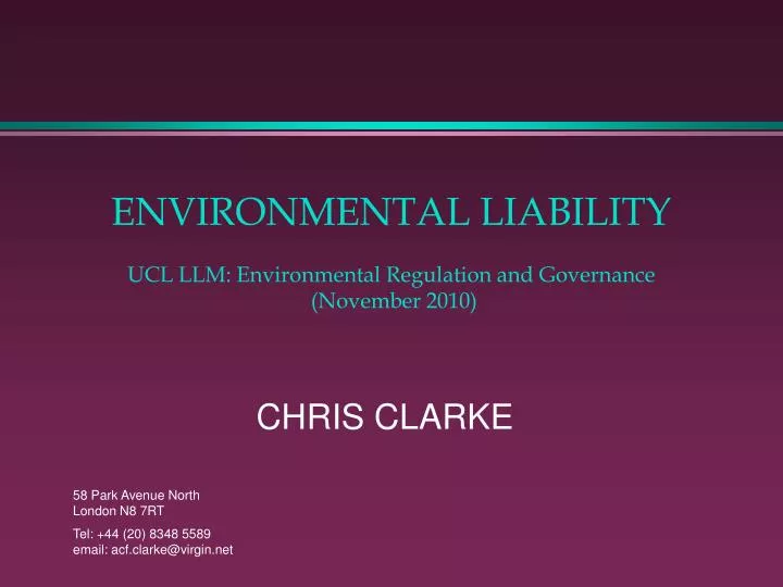 environmental liability ucl llm environmental regulation and governance november 2010