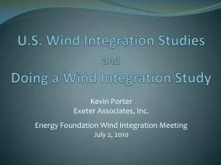 U.S. Wind Integration Studies and Doing a Wind Integration Study