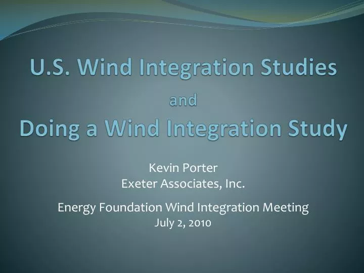 u s wind integration studies and doing a wind integration study
