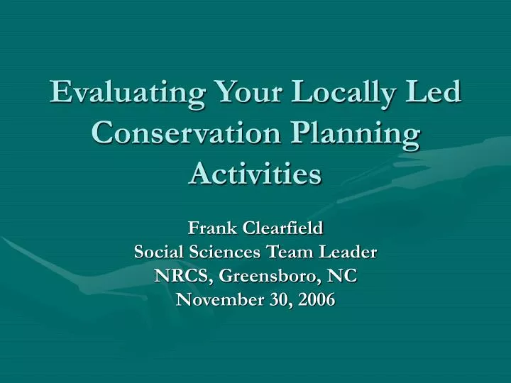 evaluating your locally led conservation planning activities