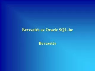 bevezet s az oracle sql be