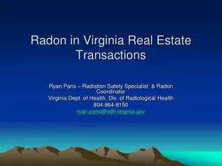 Radon in Virginia Real Estate Transactions