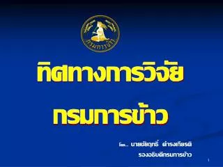 ทิศทางการวิจัย กรมการข้าว