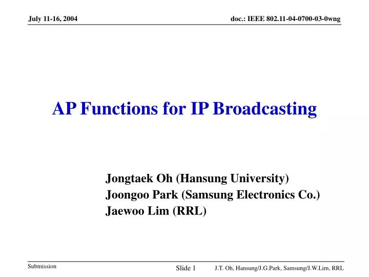 ap functions for ip broadcasting