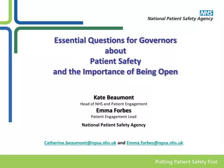 essential questions for governors about patient safety and the importance of being open