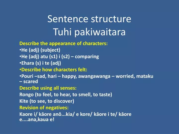 sentence structure tuhi pakiwaitara