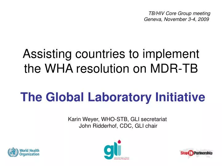 assisting countries to implement the wha resolution on mdr tb