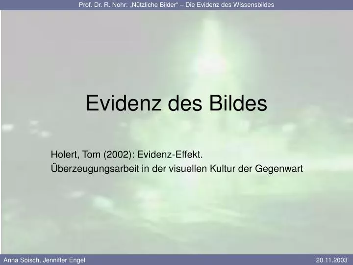 evidenz des bildes